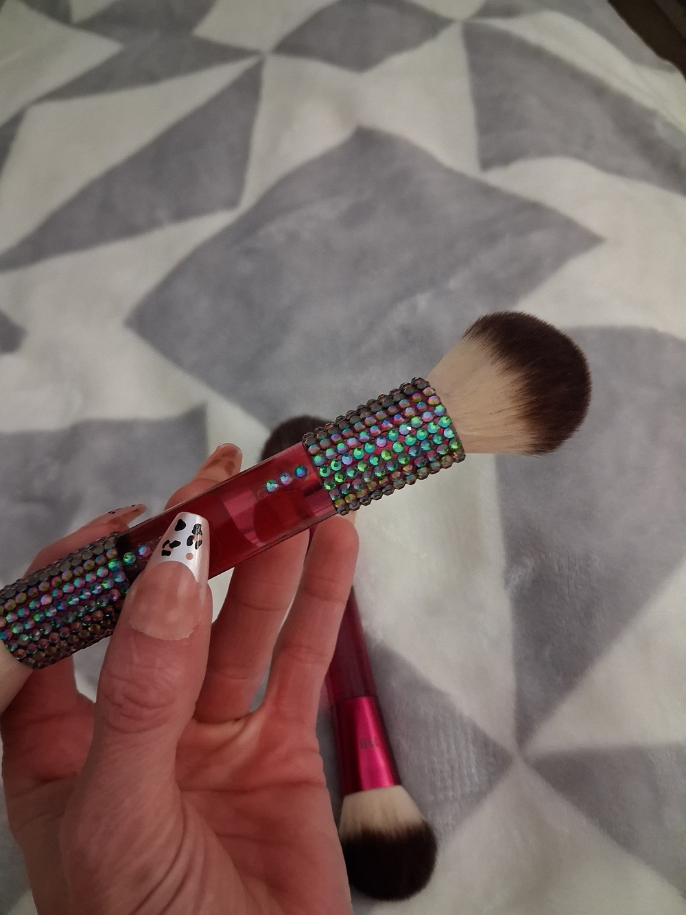 1 Custom Bedazzled Red Dual-Ended Makeup Brush Set - Women Makeup - Picture 6 of 6